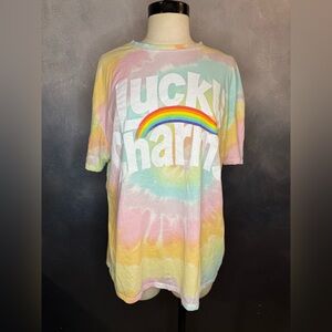 Lucky Charms Tie-Dye Rainbow Graphic Tee - Size Small
